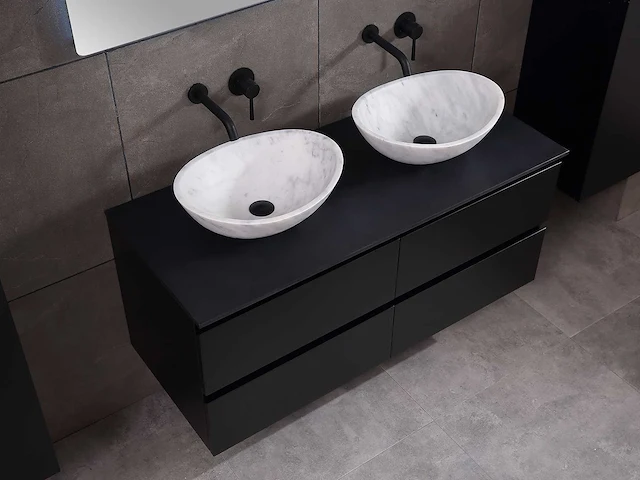 Mawialux badkamermeubel 2-persoons 120cm met hangkast - mat zwart - afbeelding 19 van  70