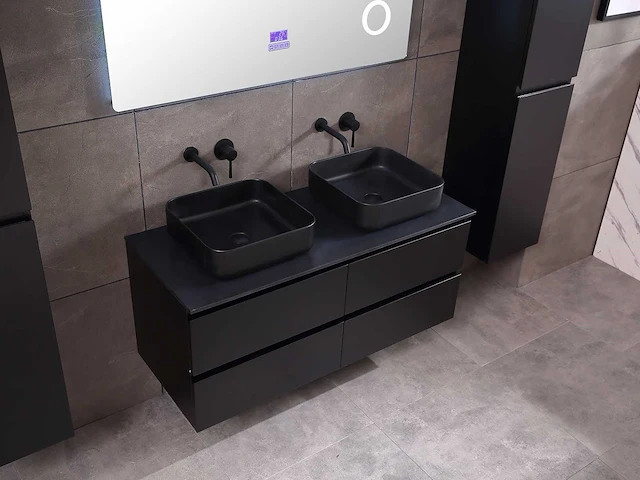 Mawialux badkamermeubel 2-persoons 120cm met hangkast - mat zwart - afbeelding 20 van  70