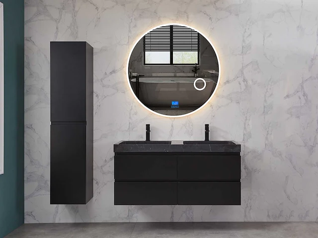 Mawialux badkamermeubel 2-persoons 120cm met hangkast - mat zwart - afbeelding 12 van  70