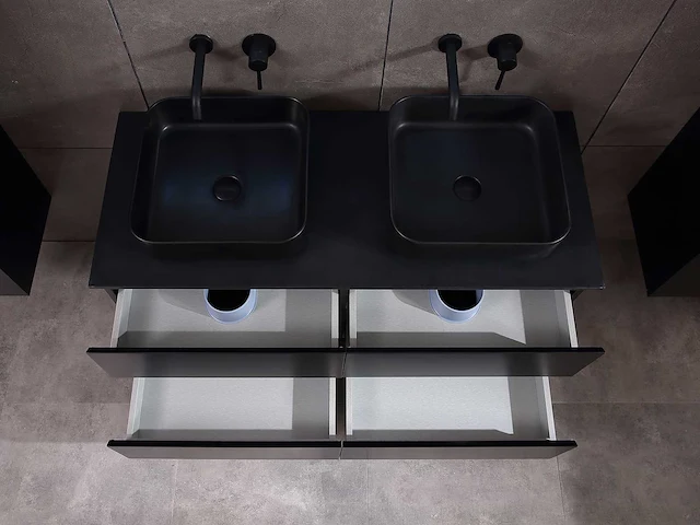 Mawialux badkamermeubel 2-persoons 120cm met hangkast - mat zwart - afbeelding 24 van  70