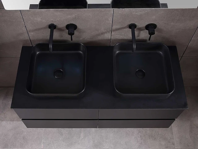Mawialux badkamermeubel 2-persoons 120cm met hangkast - mat zwart - afbeelding 25 van  70