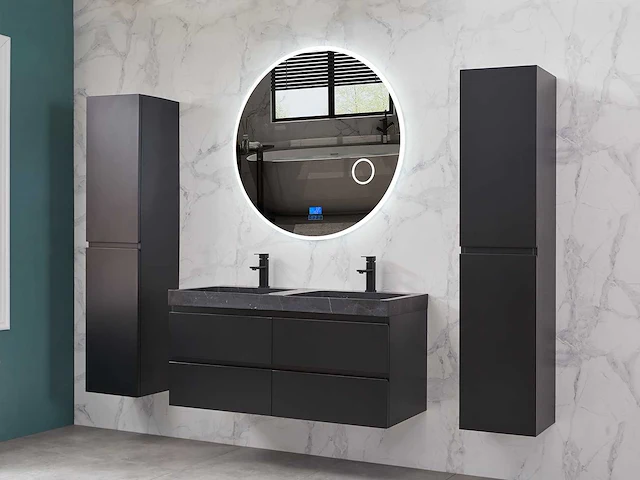 Mawialux badkamermeubel 2-persoons 120cm met hangkast - mat zwart - afbeelding 27 van  70