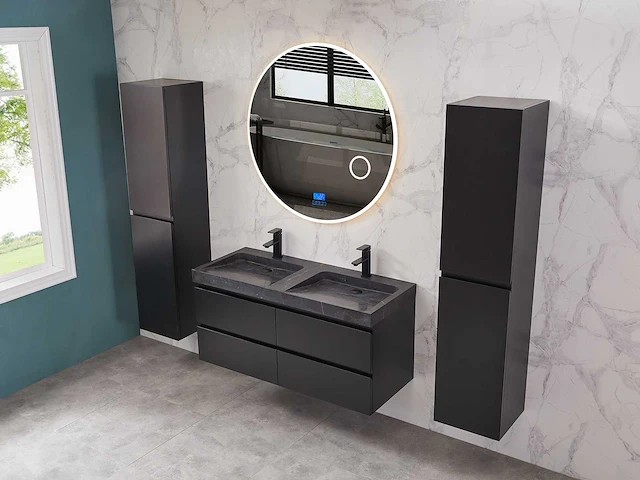 Mawialux badkamermeubel 2-persoons 120cm met hangkast - mat zwart - afbeelding 30 van  70