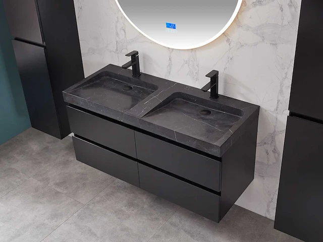 Mawialux badkamermeubel 2-persoons 120cm met hangkast - mat zwart - afbeelding 31 van  70