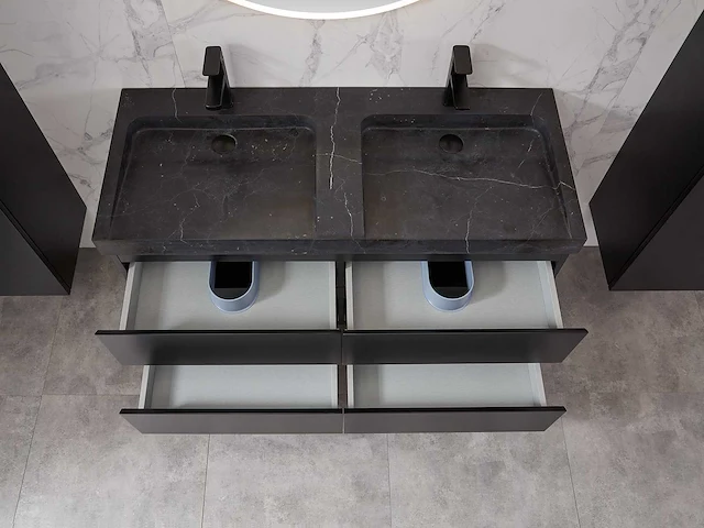Mawialux badkamermeubel 2-persoons 120cm met hangkast - mat zwart - afbeelding 35 van  70