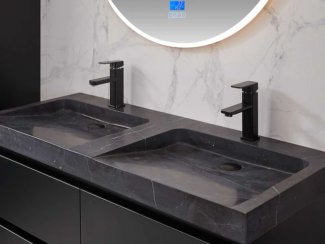 Mawialux badkamermeubel 2-persoons 120cm met hangkast - mat zwart - afbeelding 36 van  70