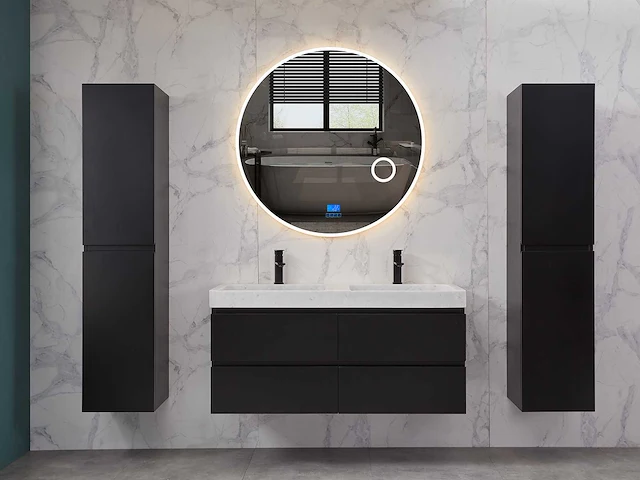 Mawialux badkamermeubel 2-persoons 120cm met hangkast - mat zwart - afbeelding 37 van  70