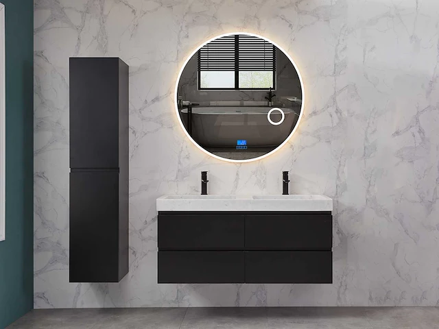 Mawialux badkamermeubel 2-persoons 120cm met hangkast - mat zwart - afbeelding 38 van  70