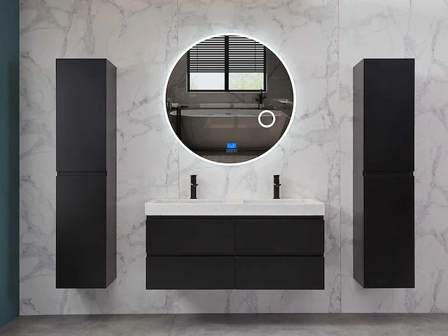 Mawialux badkamermeubel 2-persoons 120cm met hangkast - mat zwart - afbeelding 39 van  70