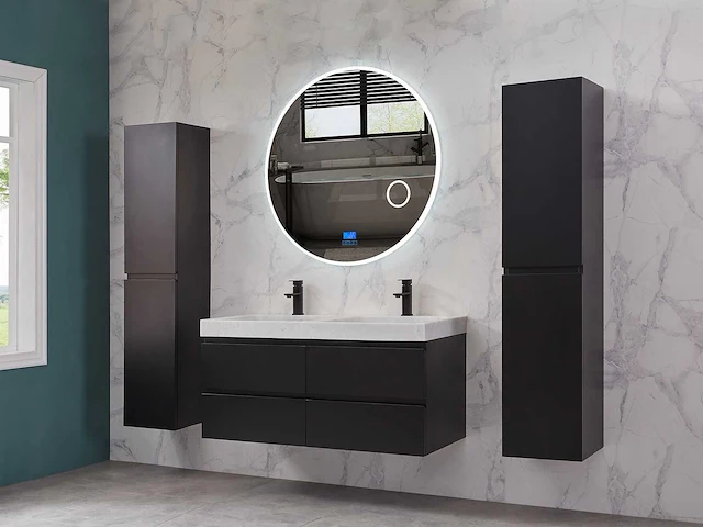 Mawialux badkamermeubel 2-persoons 120cm met hangkast - mat zwart - afbeelding 40 van  70