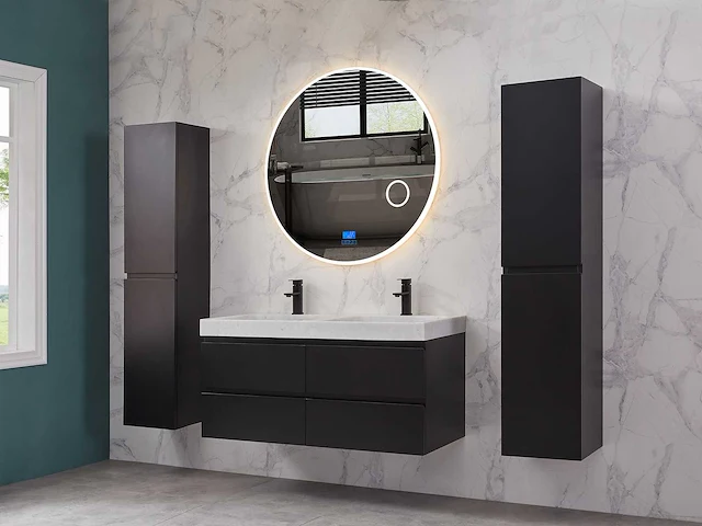 Mawialux badkamermeubel 2-persoons 120cm met hangkast - mat zwart - afbeelding 41 van  70