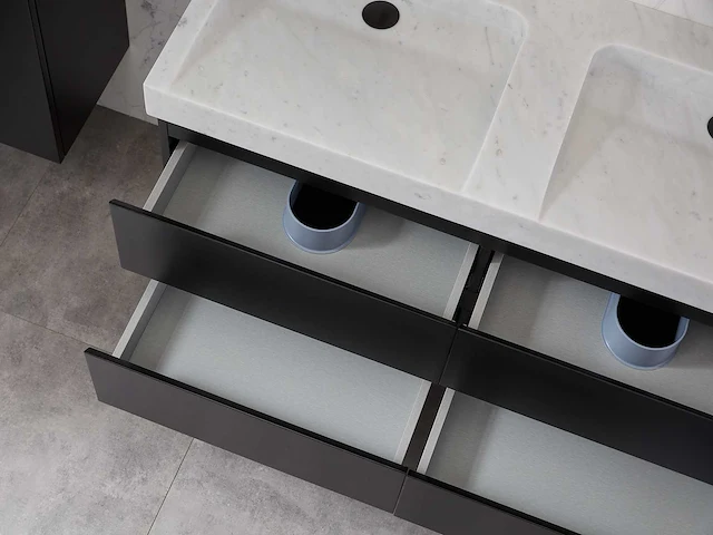 Mawialux badkamermeubel 2-persoons 120cm met hangkast - mat zwart - afbeelding 50 van  70