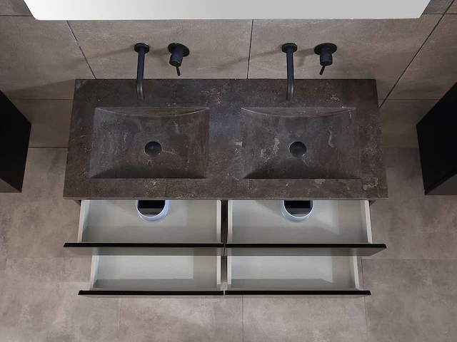 Mawialux badkamermeubel 2-persoons 120cm met hangkast - mat zwart - afbeelding 56 van  70