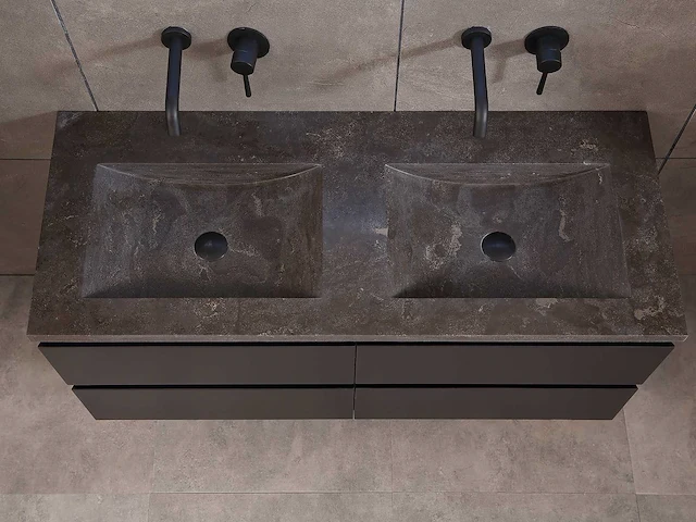 Mawialux badkamermeubel 2-persoons 120cm met hangkast - mat zwart - afbeelding 67 van  70