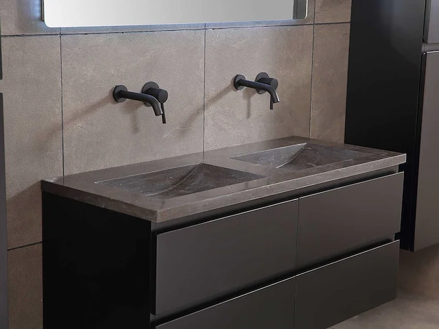 Mawialux badkamermeubel 2-persoons 120cm met hangkast - mat zwart - afbeelding 70 van  70