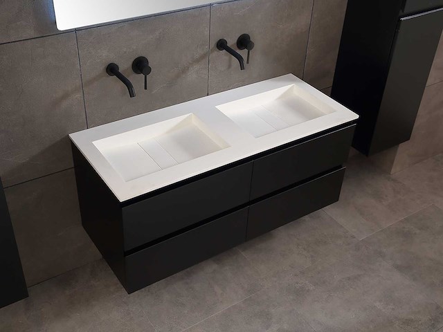 Mawialux badkamermeubel 2-persoons 120cm met hangkast - mat zwart - afbeelding 3 van  70