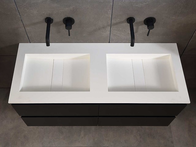 Mawialux badkamermeubel 2-persoons 120cm met hangkast - mat zwart - afbeelding 7 van  70