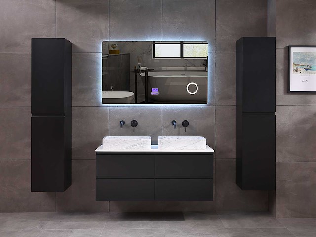 Mawialux badkamermeubel 2-persoons 120cm met hangkast - mat zwart - afbeelding 13 van  70