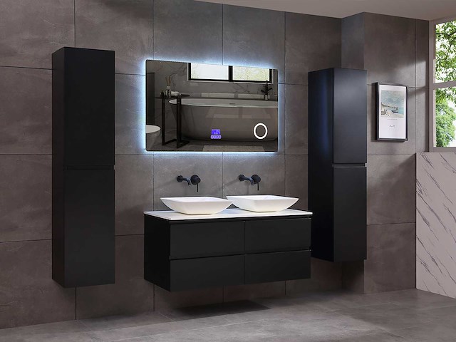 Mawialux badkamermeubel 2-persoons 120cm met hangkast - mat zwart - afbeelding 15 van  70