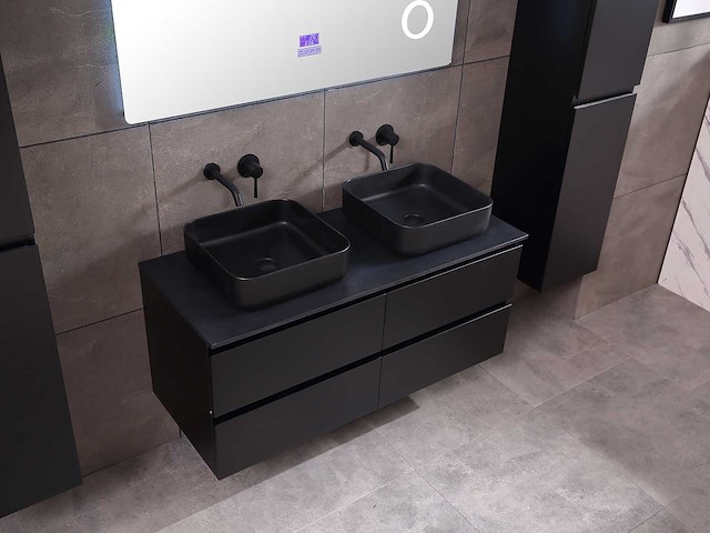 Mawialux badkamermeubel 2-persoons 120cm met hangkast - mat zwart - afbeelding 20 van  70