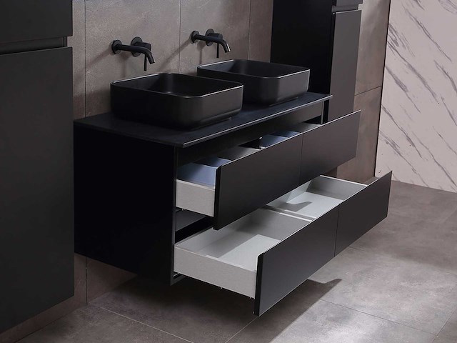 Mawialux badkamermeubel 2-persoons 120cm met hangkast - mat zwart - afbeelding 22 van  70