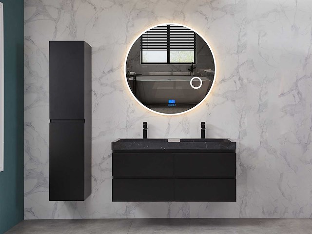 Mawialux badkamermeubel 2-persoons 120cm met hangkast - mat zwart - afbeelding 12 van  70