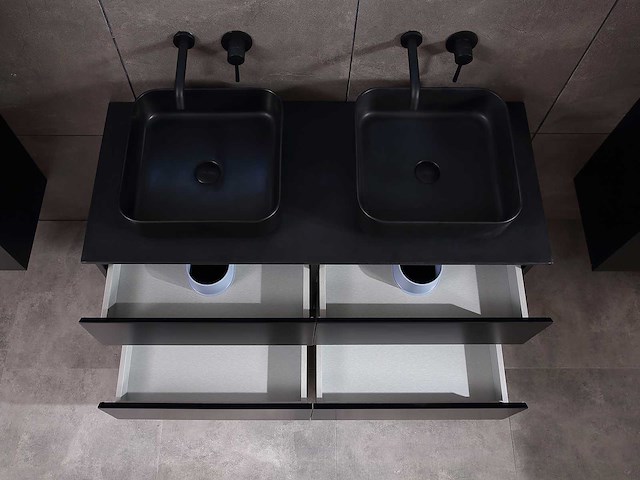 Mawialux badkamermeubel 2-persoons 120cm met hangkast - mat zwart - afbeelding 24 van  70