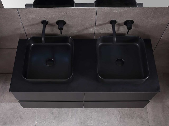 Mawialux badkamermeubel 2-persoons 120cm met hangkast - mat zwart - afbeelding 25 van  70