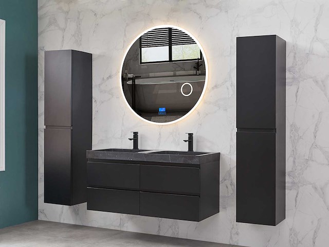 Mawialux badkamermeubel 2-persoons 120cm met hangkast - mat zwart - afbeelding 28 van  70