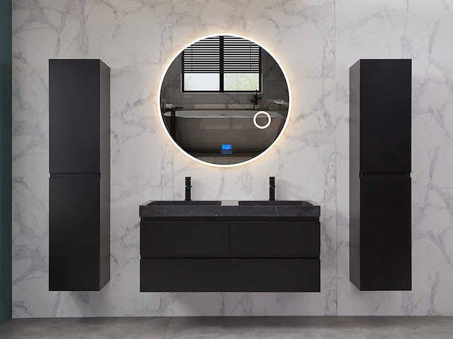 Mawialux badkamermeubel 2-persoons 120cm met hangkast - mat zwart - afbeelding 29 van  70