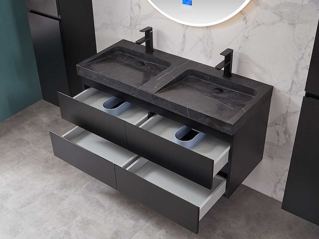 Mawialux badkamermeubel 2-persoons 120cm met hangkast - mat zwart - afbeelding 32 van  70