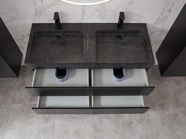 Mawialux badkamermeubel 2-persoons 120cm met hangkast - mat zwart - afbeelding 35 van  70