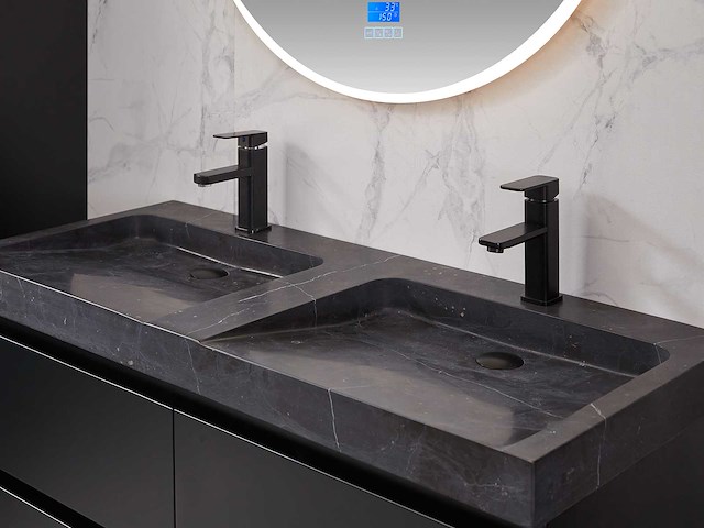 Mawialux badkamermeubel 2-persoons 120cm met hangkast - mat zwart - afbeelding 36 van  70