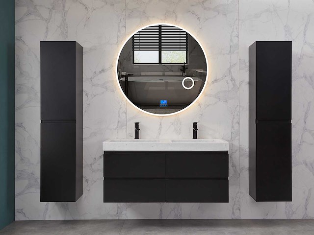 Mawialux badkamermeubel 2-persoons 120cm met hangkast - mat zwart - afbeelding 37 van  70