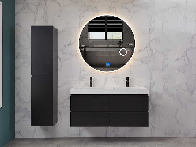 Mawialux badkamermeubel 2-persoons 120cm met hangkast - mat zwart - afbeelding 38 van  70