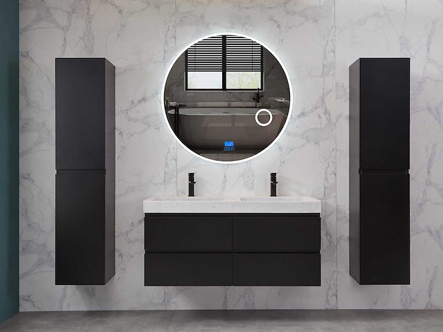 Mawialux badkamermeubel 2-persoons 120cm met hangkast - mat zwart - afbeelding 39 van  70