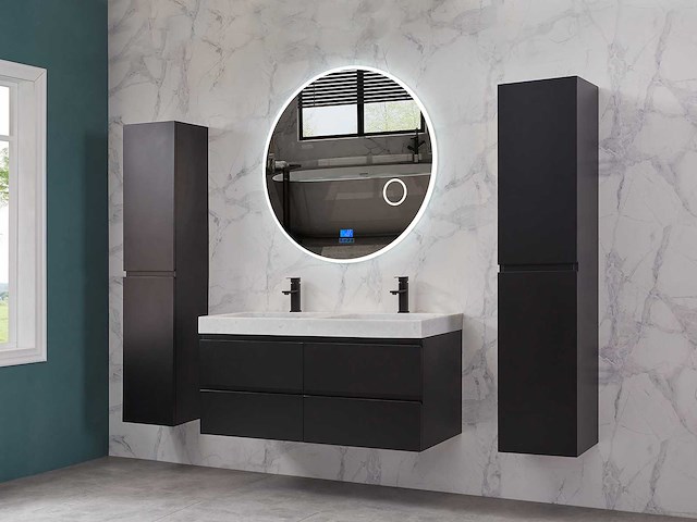 Mawialux badkamermeubel 2-persoons 120cm met hangkast - mat zwart - afbeelding 40 van  70