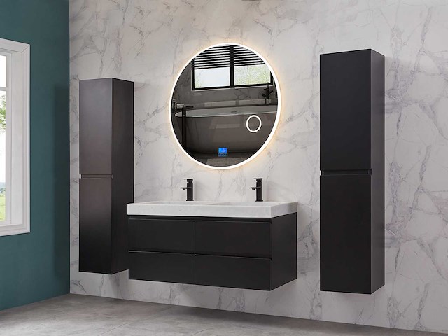 Mawialux badkamermeubel 2-persoons 120cm met hangkast - mat zwart - afbeelding 41 van  70