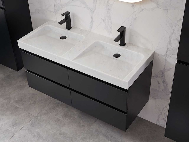 Mawialux badkamermeubel 2-persoons 120cm met hangkast - mat zwart - afbeelding 47 van  70