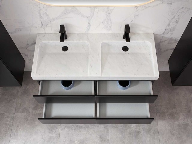 Mawialux badkamermeubel 2-persoons 120cm met hangkast - mat zwart - afbeelding 49 van  70