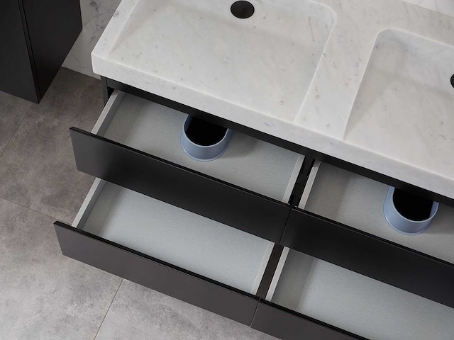 Mawialux badkamermeubel 2-persoons 120cm met hangkast - mat zwart - afbeelding 50 van  70