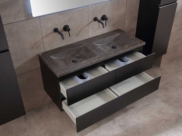 Mawialux badkamermeubel 2-persoons 120cm met hangkast - mat zwart - afbeelding 45 van  70
