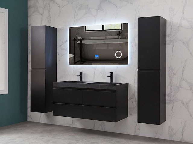 Mawialux badkamermeubel 2-persoons 120cm met hangkast - mat zwart - afbeelding 59 van  70