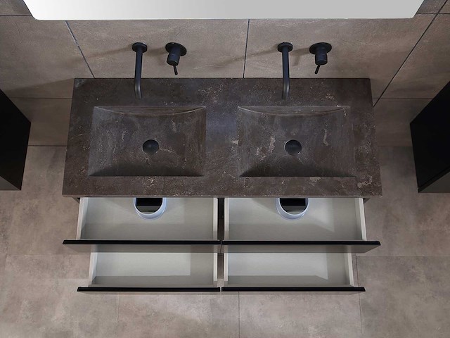 Mawialux badkamermeubel 2-persoons 120cm met hangkast - mat zwart - afbeelding 56 van  70