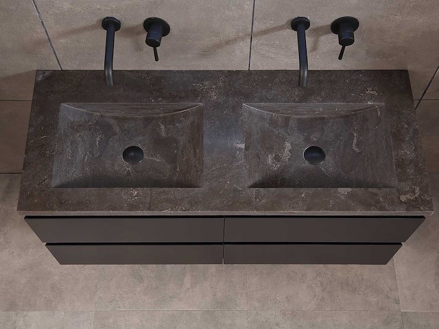 Mawialux badkamermeubel 2-persoons 120cm met hangkast - mat zwart - afbeelding 67 van  70