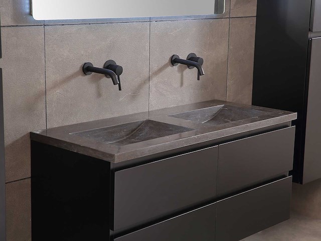 Mawialux badkamermeubel 2-persoons 120cm met hangkast - mat zwart - afbeelding 70 van  70