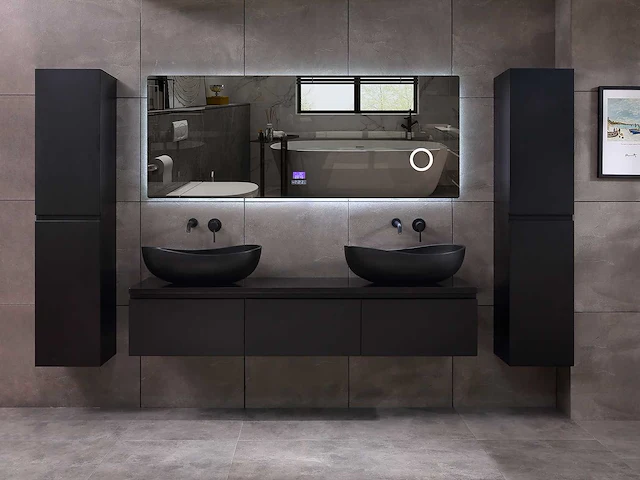 Mawialux badkamermeubel mat zwart 150/180cm breedte keuze - afbeelding 1 van  41