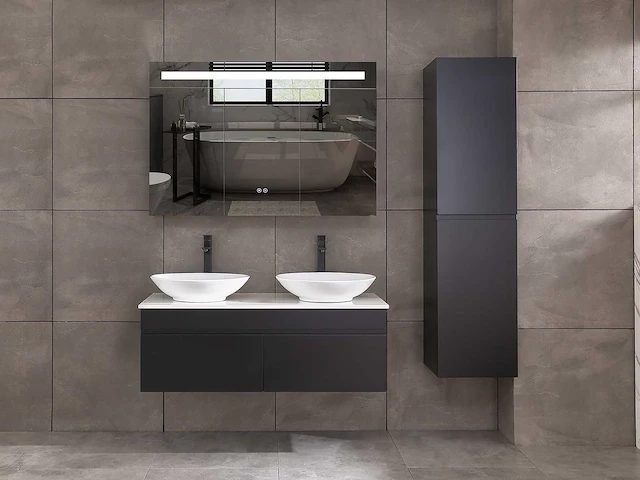 Mawialux badmeubelset 120cm mat zwart (zonder hangkast) - afbeelding 1 van  10