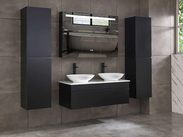 Mawialux badmeubelset 120cm mat zwart (zonder hangkast) - afbeelding 3 van  10