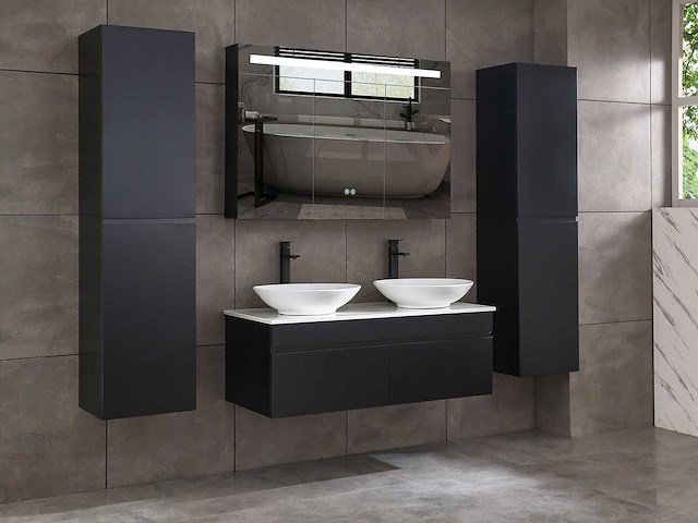 Mawialux badmeubelset 120cm mat zwart (zonder hangkast) - afbeelding 3 van  10